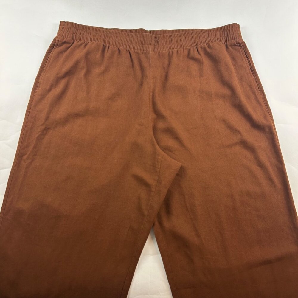 TALL Old Navy Precious Earth Brown Linen Blend Wide Leg Lounge Pant XXLT - Picture 2 of 7